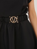 Černé rozšířené midi šaty s páskem