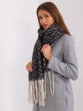 Černo-bežová geometrická šála