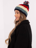 Pruhovaná zimní čepice s bambulí