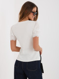 Blůza s krajkou a krátkým rukávem ecru
