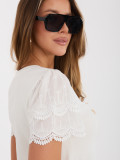 Blůza s krajkou a krátkým rukávem ecru