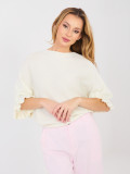 Ecru svetr s 3/4 rukávy a volánem