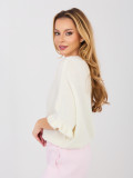 Ecru svetr s 3/4 rukávy a volánem