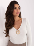 Elegantní ecru svetr s výstřihem do V