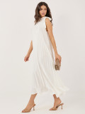 Elegantní midi šaty s volánem a zavazováním, ecru