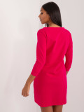 Fuchsiové mini šaty s 3/4 rukávem