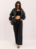 Šedé teplákové kalhoty wide leg