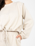 Dámská béžová souprava s dlouhým rukávem a vázáním