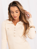 Elegantní béžový polo svetr s knoflíky