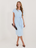 Světle modré bavlněné letní šaty s páskem
