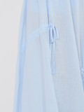 Světle modrá midi sukně s vázáním