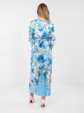 Maxi květinové šaty s páskem, modré