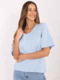 Dámské světle modré tričko s výstřihem do V