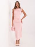 Elegantní růžové midi šaty bez rukávů