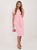 Světle růžové bavlněné letní šaty s páskem