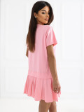 Světle růžové rozšířené mini šaty s krátkým rukávem