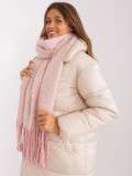 Světle růžová geometrická šála s třásněmi