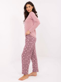 Dámské bavlněné pyžamo s potiskem, růžové