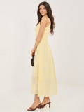 Světle žluté maxi letní šaty s podšívkou