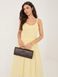 Světle žluté maxi letní šaty s podšívkou