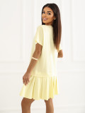 Žluté rozšířené mini šaty s krátkým rukávem