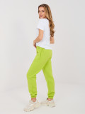 Dámské limetkové teplákové joggery s vysokým pasem