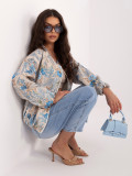 Modrá květovaná bomber bunda bez kapuce