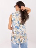 Elegantní modrá vesta s květinovým vzorem
