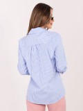 Dámská modrá pruhovaná košile s límečkem
