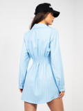 Košilové mini šaty s proužky a límečkem, modré