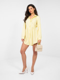 Žluté košilové mini šaty s proužky a límečkem