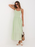 Pistáciové maxi šaty na ramínka