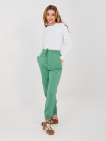Pistáciové teplákové kalhoty s vysokým pasem
