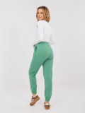 Pistáciové teplákové kalhoty s vysokým pasem