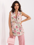 Růžová elegantní vesta s květinovým vzorem