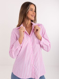 Růžová pruhovaná košile s dlouhým rukávem