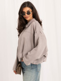 Šedá přechodová bomber bunda s límečkem