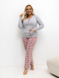 Dámské šedé pyžamo s květinovým vzorem