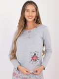 Dámské bavlněné pyžamo s květinovým vzorem, šedé