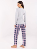 Dámské šedé pyžamo s kostkovaným vzorem a knoflíky