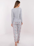 Dámské šedé pyžamo s potiskem, dlouhý rukáv
