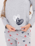 Dámské šedé pyžamo s potiskem, dlouhý rukáv