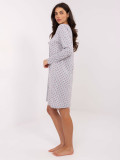 Dámská šedá noční košile s dlouhým rukávem a mašličkou