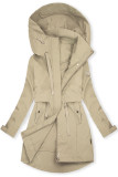 Béžová jarní parka s velkou kapucí