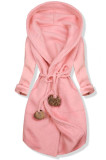 Růžový jarní kabát s kapucí