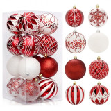 Ozdoby na stromeček červená/bílá, 8 cm, 16 kusů