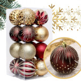 Ozdoby na stromeček zlatá/bordó, 8 cm, 16 kusů