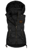 Černá prošívaná vesta s kapucí