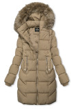 Béžová zimní prošívaná bunda s kožešinou