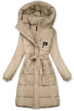 Béžová zimní bunda s páskem